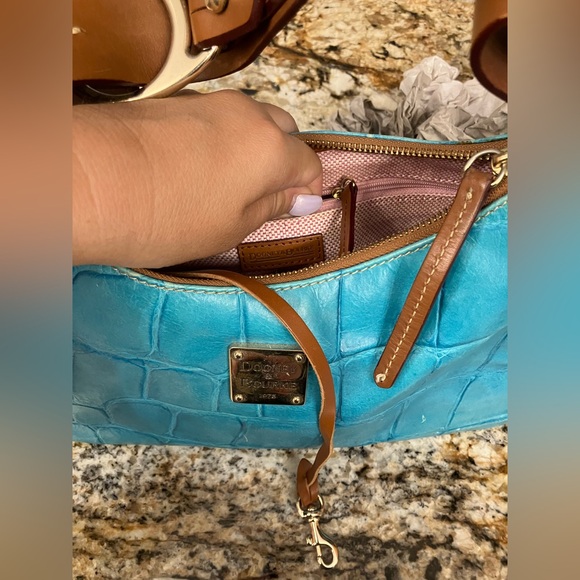 Dooney & Bourke Blue Croc-Embossed Shoulder Bag - Picture 6 of 7